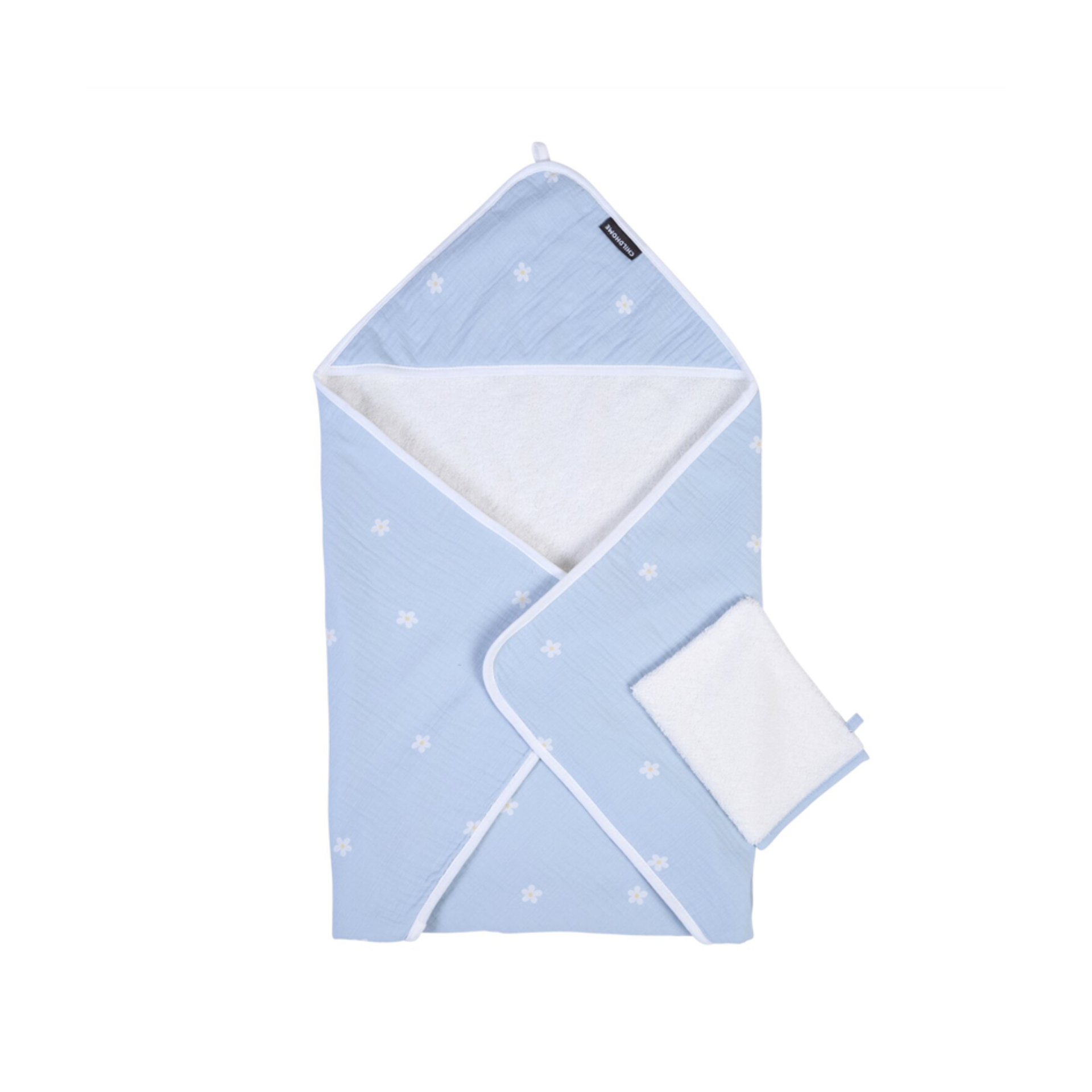 Рушник з капюшоном Childhome 80x80 см flower blue Рушник з капюшоном Childhome 80x80 см flower blue
