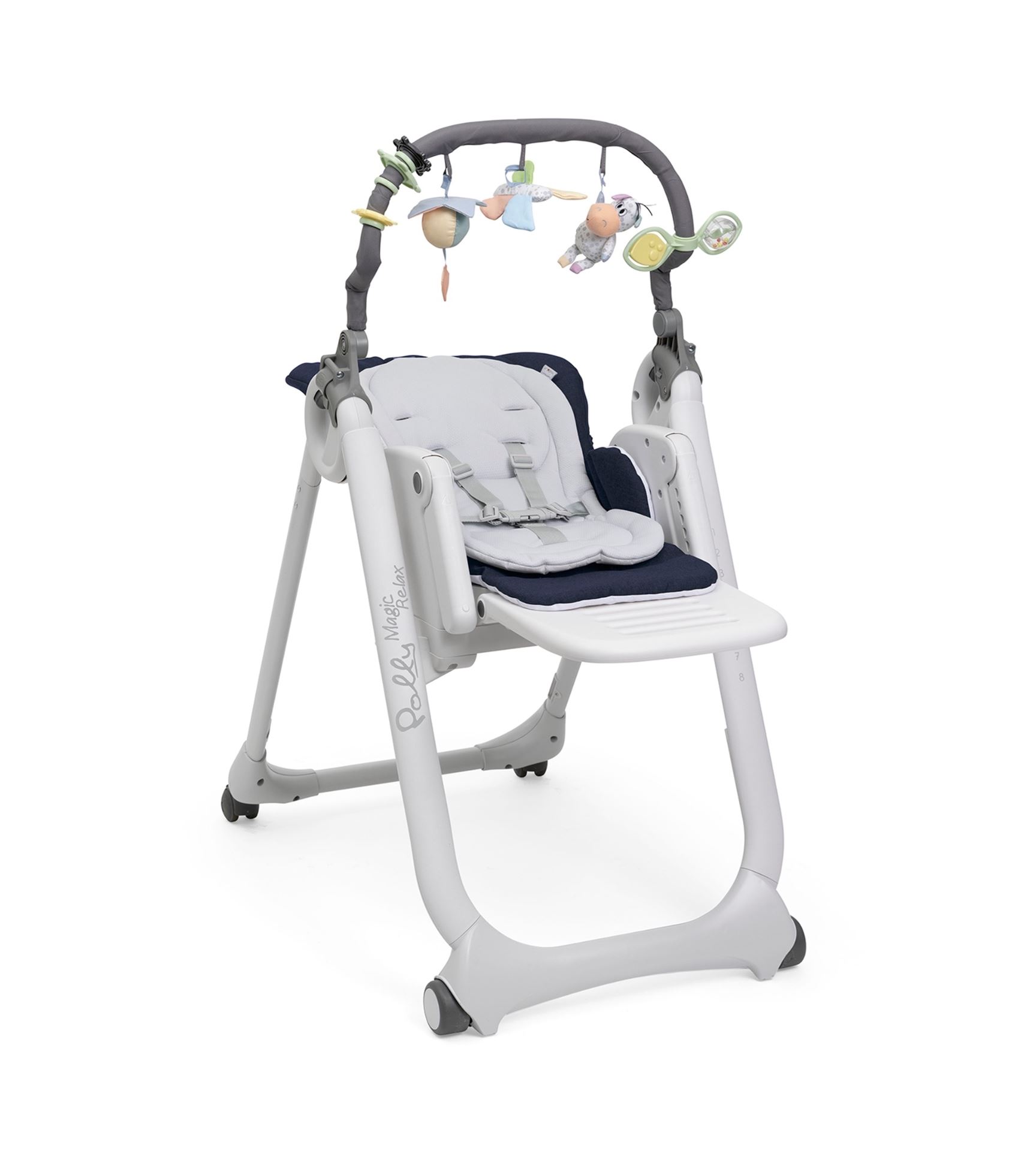 Стільчик для годування Chicco Polly Magic Relax New сірий+темносиній