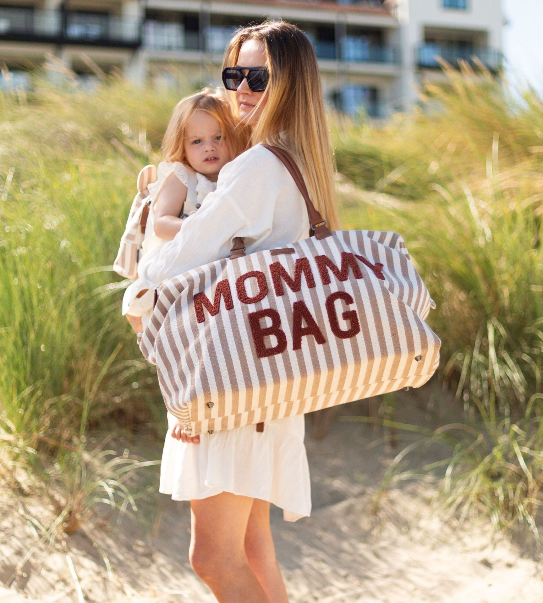 Сумка Childhome Mommy bag stripes nude/terracotta